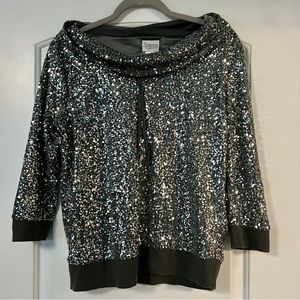CHICO'S ZENERGY SEQUIN SWEATER SIZE 1